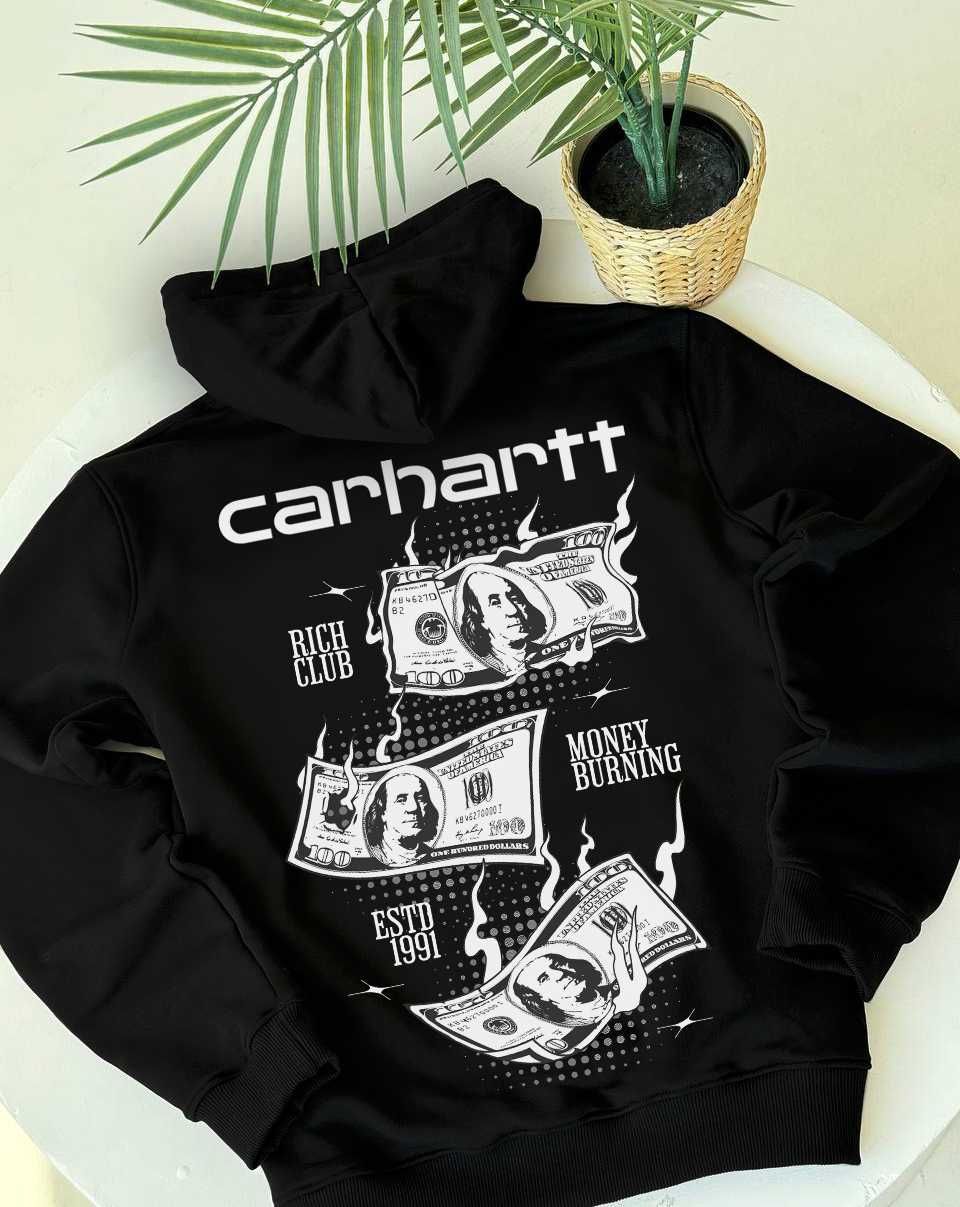 HAUTED Carhartt — Худи черное Кархарт — XS S M L XL — BIG Лого