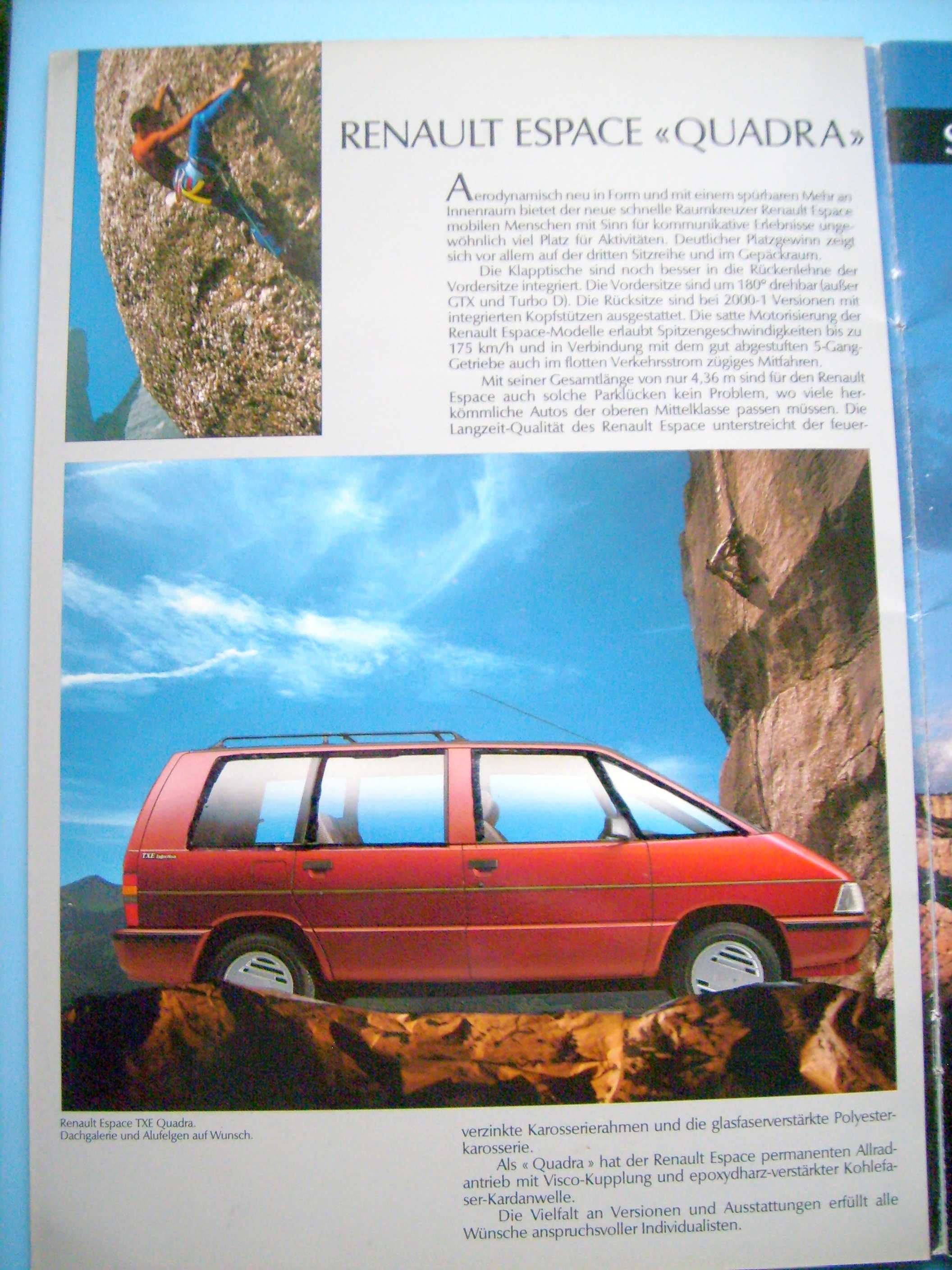 RENAULT ESPACE Mk1 FL '89 również Quadra / prospekt 32 str., stan BDB
