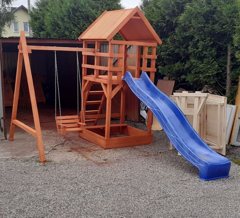 plac zabaw dla dzieci drewniany  domek piaskownica producent