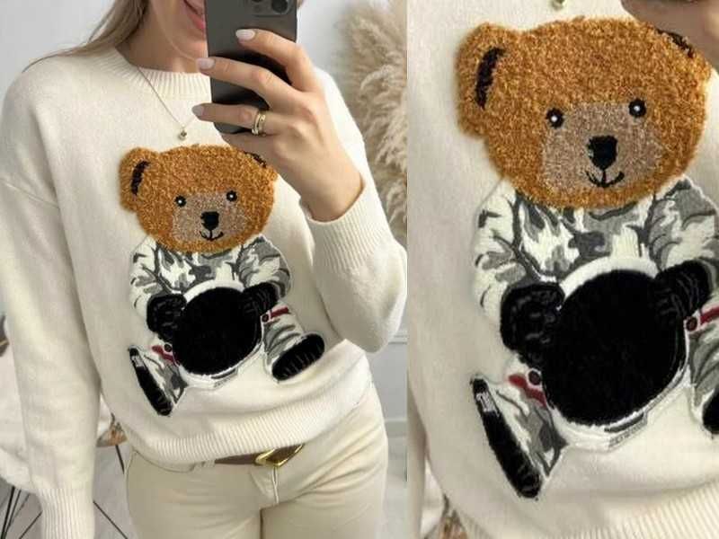 Azara nowy sweterek z misiem mis teddy premium Uni