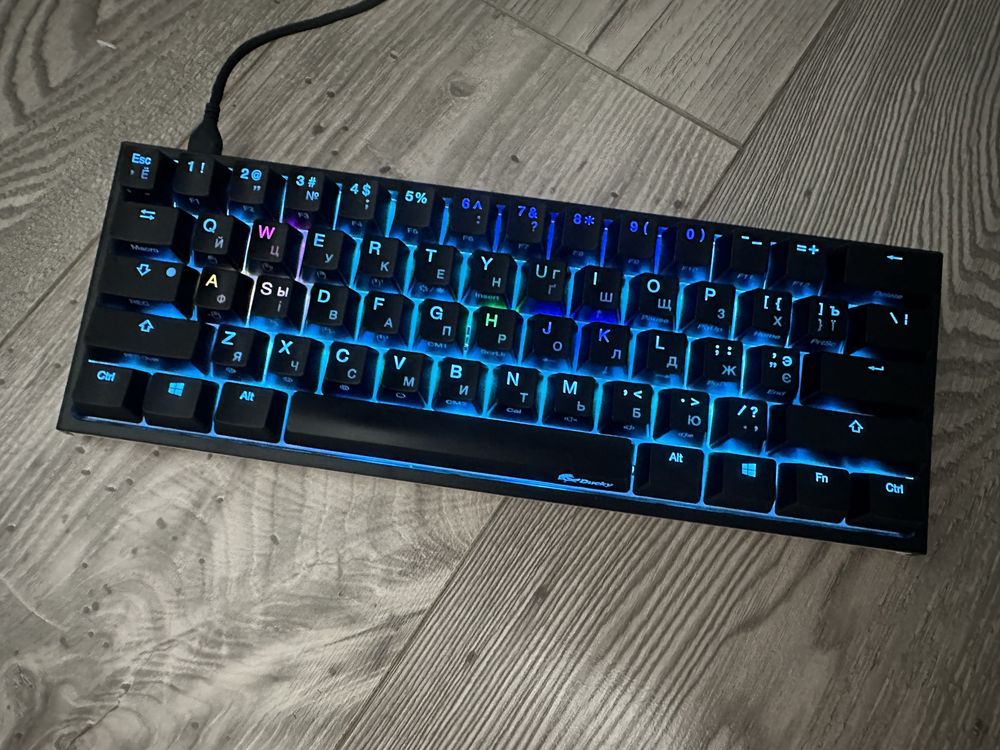 Клавиатура Ducky One 2 Mini, Cherry Blue, RGB LED, UA/RU, Black-White
