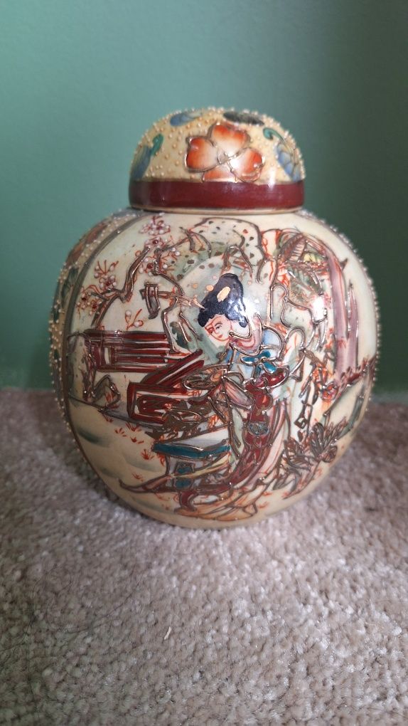 Chiński wazon, pojemnik na herbatę, ręcznie malowany
