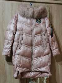 Куртка плащ пальто пуховик рожевий зима