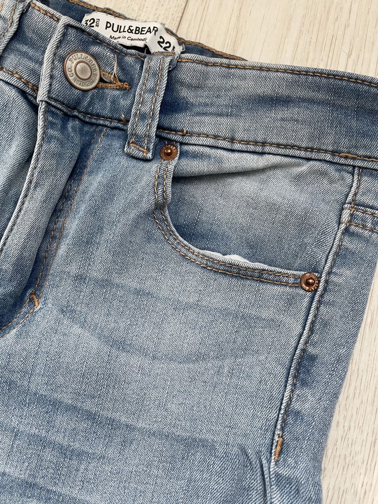 Jasne spodnie jeansy przecierane rozdarcia skinny średni stan xxs/xs