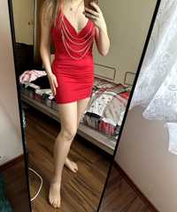 sukienka czerwona dopasowana mini