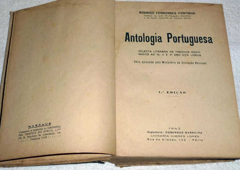 Antologia Portuguesa - Rodrigo Fontinha 4 edição 1943