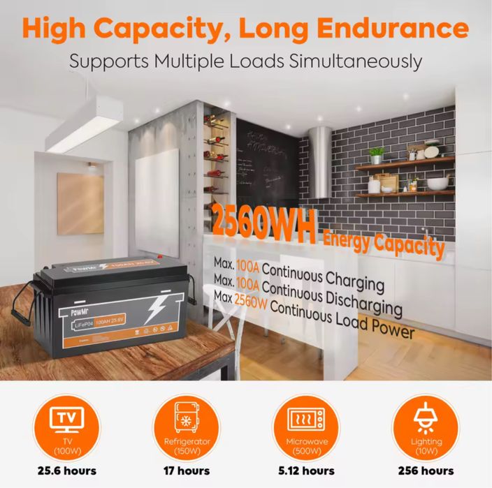PowMr 100Ah 12V - LiFePO4 акумулятори