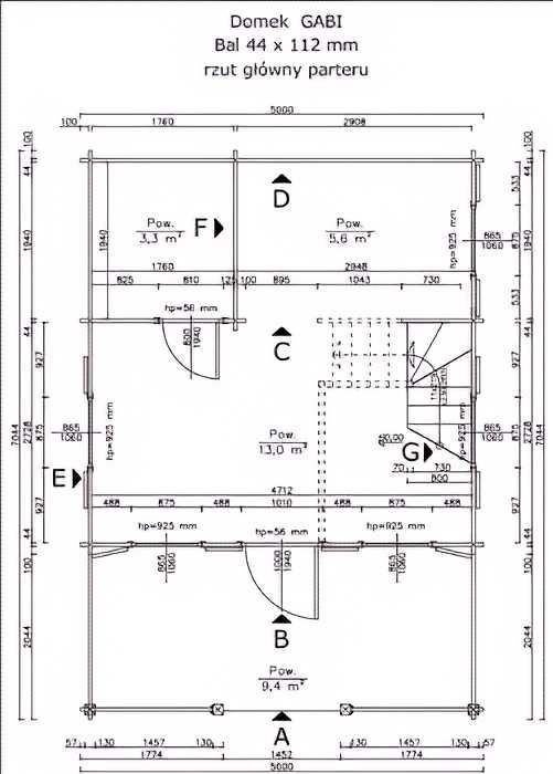 Domek drewniany Gabi 5x7 35m bal 44mm letniskowy
