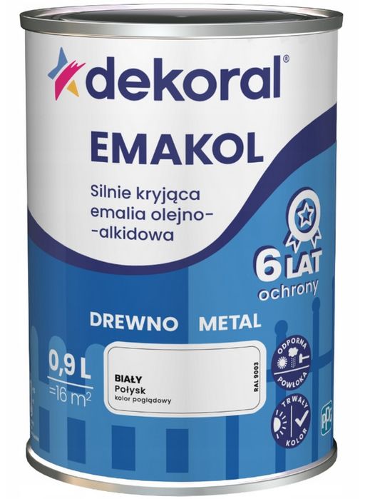 Dekoral Emakol Strong Biała 0,9l Farba DrewnoMetal