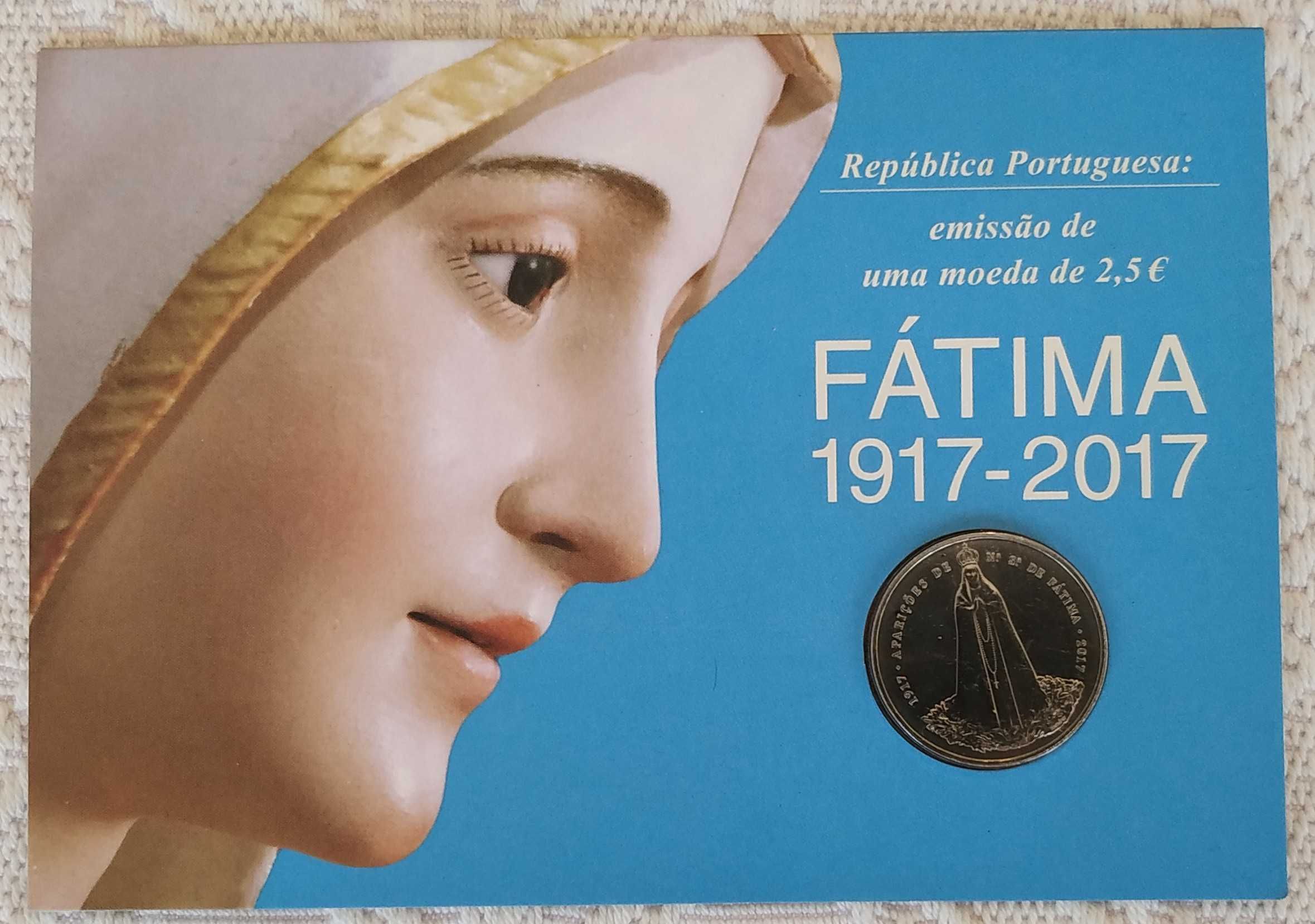 Postal com moeda de 2,5 euro de 2017 Comemorativa Nª Sra. de Fátima