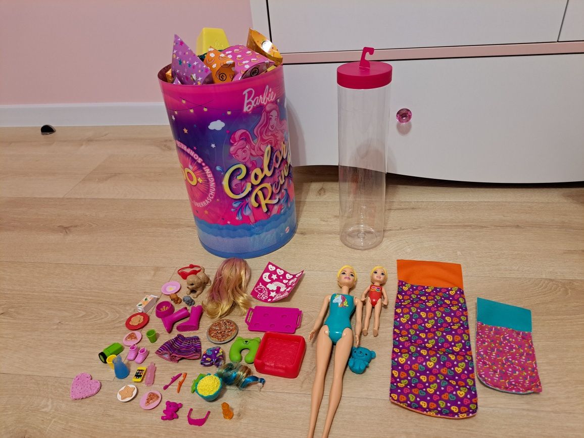 Super oryginalny zestaw Barbie Color Reveal 50+ Piżama Party jak nowy