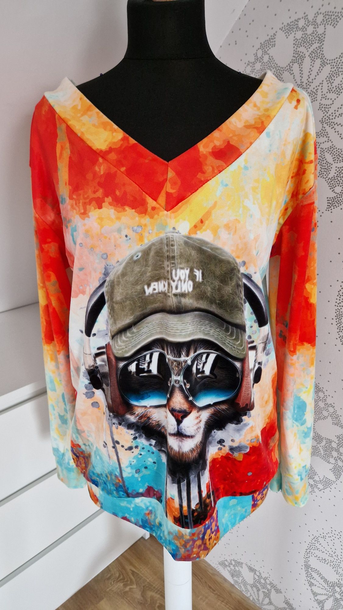 Bluza aksamitna Kot multicolor