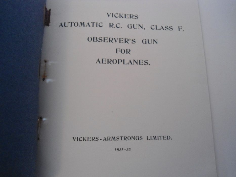 Manual de Instruções da Vickers Automatic RC Gun, Class F (1931/1932)