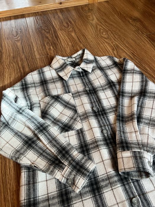 Тепла флісова сорочка XS оверсайз, картата сорочка в клітинку