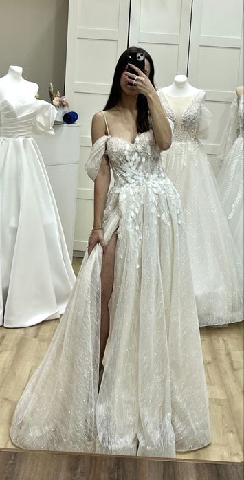 Suknia ślubna szyta na 160cm + 7cm obcas