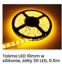 Tasma LED 10mm w silikonie wodoodporna żółty bursztyn led SMD 5050 12V