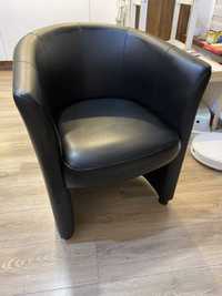 Fotel czarny skóra ekologiczna fotel półokrągły