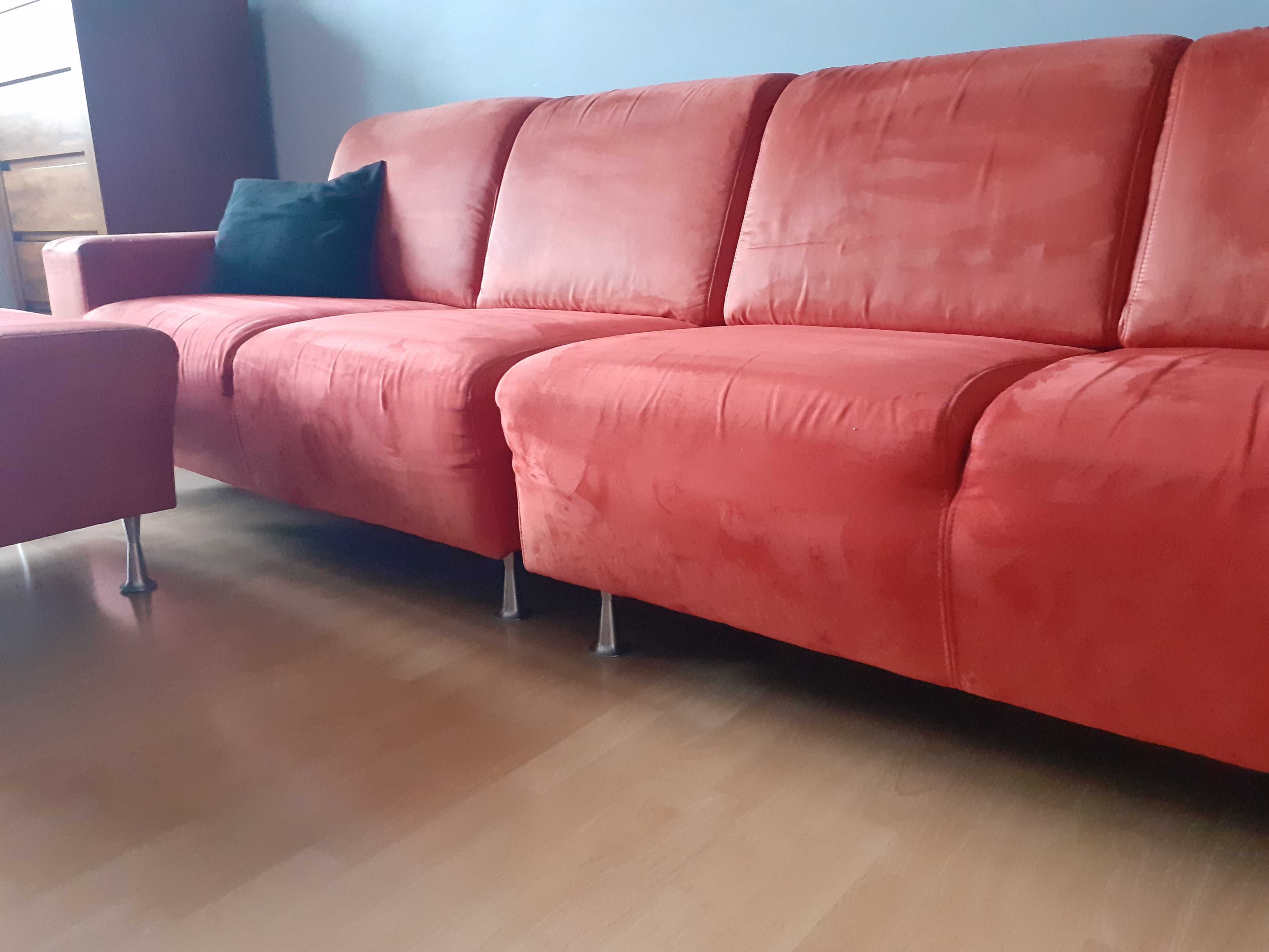Pluszowy komplet wypoczynkowy sofa, fotel i pufa  LIVINGROOM