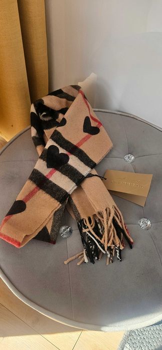 Szal szlik burberry serca krata 100% kaszmir