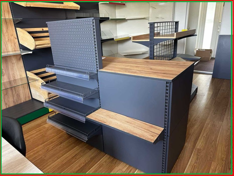 Торгові стелажі. Каси прилавки. Торгове обладнання. Вітрини. Гачки