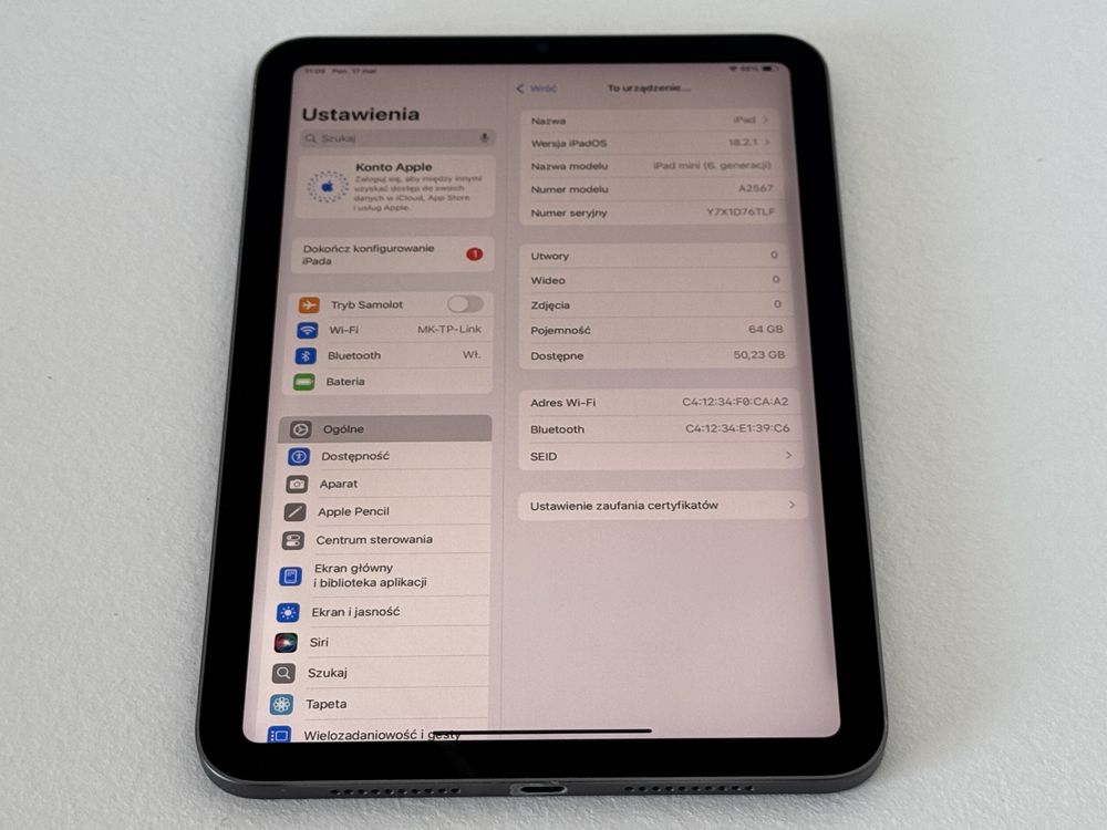 iPad mini 6 (A2567) - 64GB - wada - faktura VAT 23%