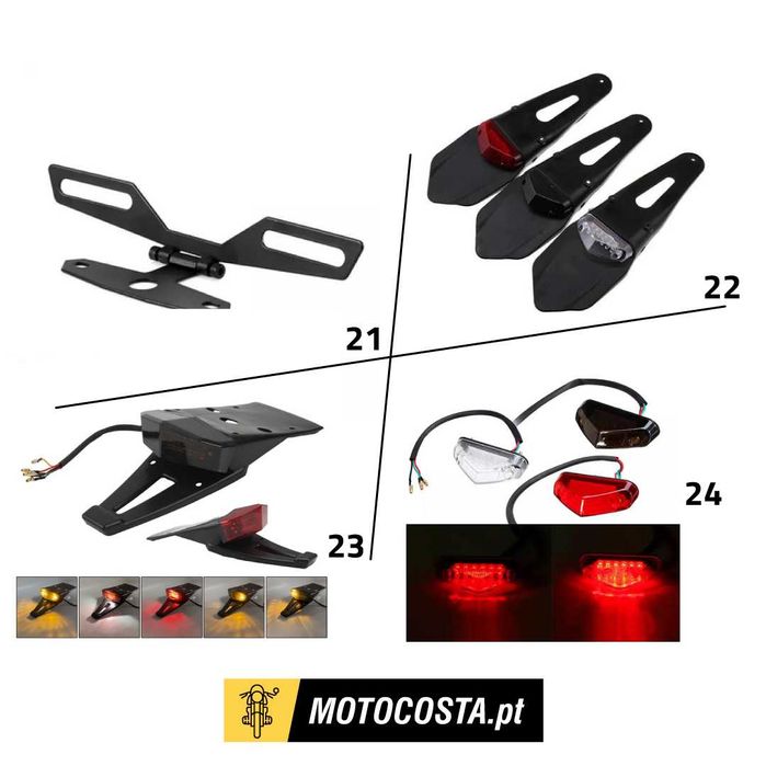 Farolins Traseiros - Suporte Matrícula e Piscas - MOTOCOSTA