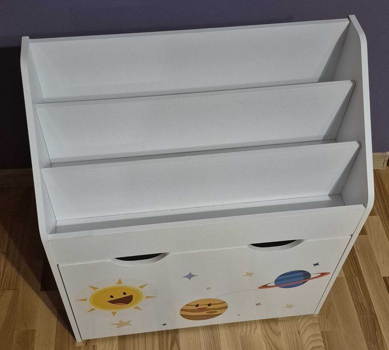 Regał / organizer dziecięcy 3 półki + szuflada na kółkach