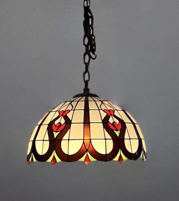 Lampa witrażowa wisząca duża sufitowa Tiffany żyrandol