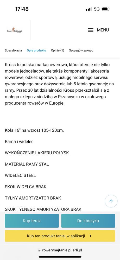 Rower dzieciecy Kross Mini 3.0