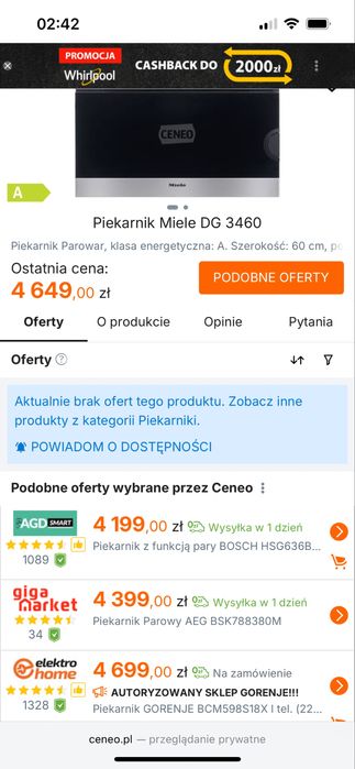 Miele dg3460 piekarnik parowy