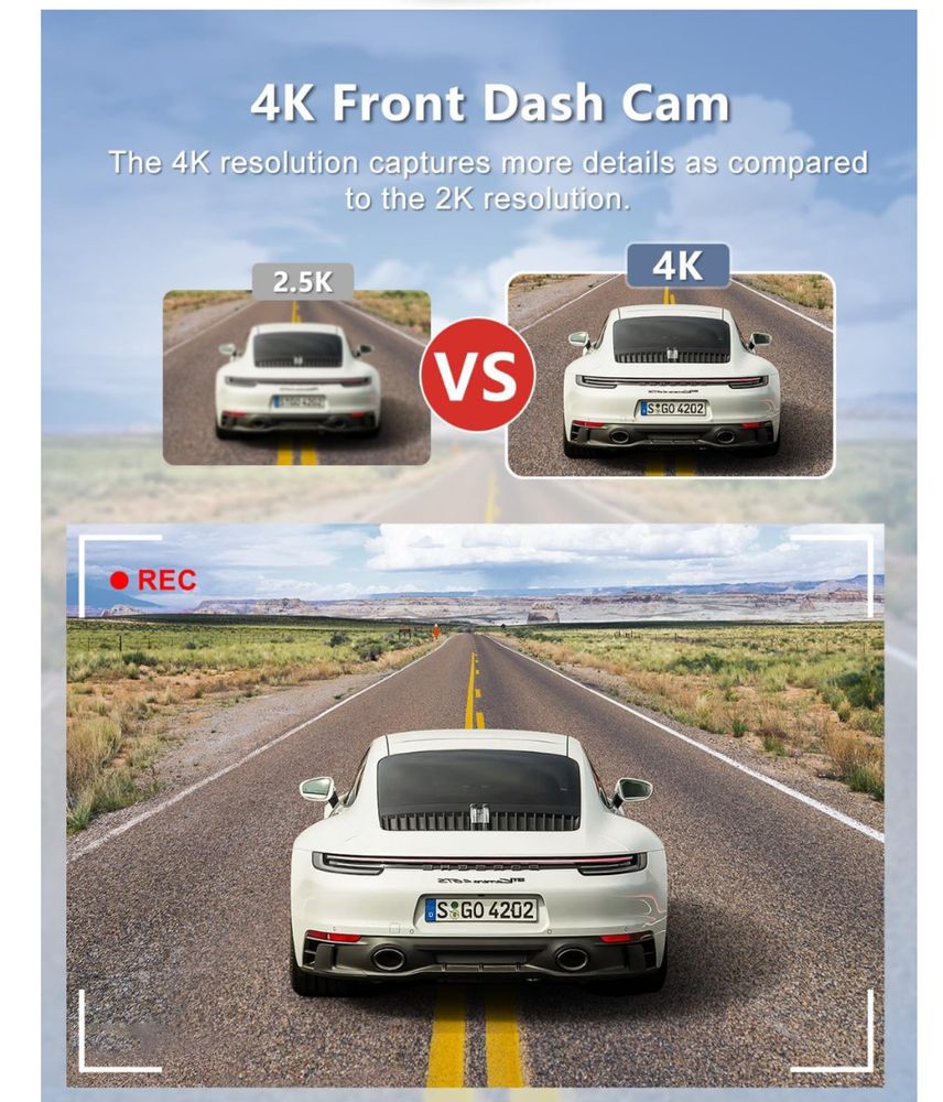 Відеореєстратор DYNACAM 4K B-T48 з GPS, Wi-Fi та нічним баченням