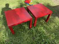 2 stoliki Ikea Lack czerwone