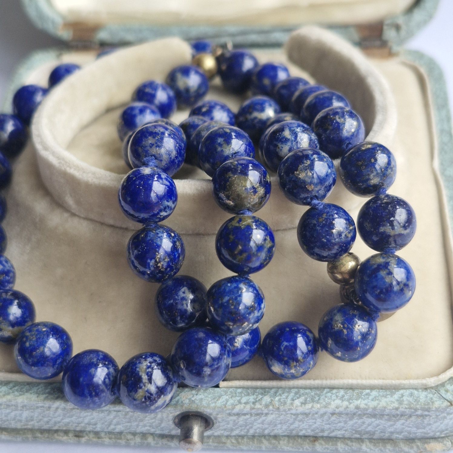 Retro naszyjnik lapis lazuli srebro 925 JKa 45 cm