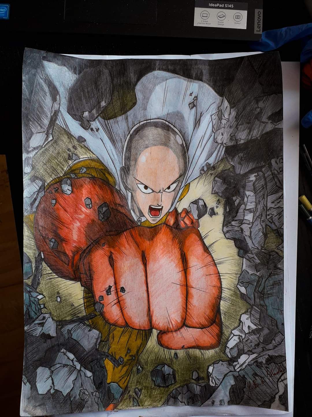 Rysunek one punch man Saitama anime