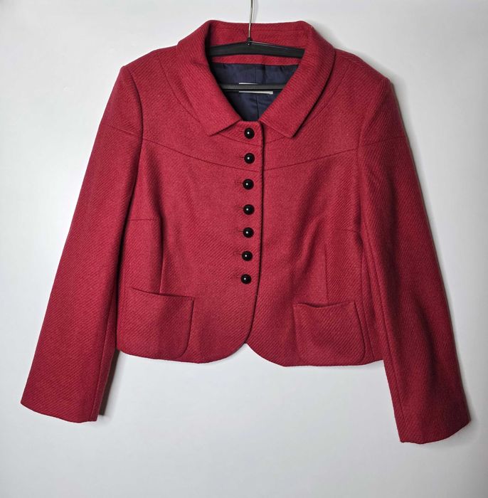 Красный женский шерстяной пиджак жакет rene lezard германия