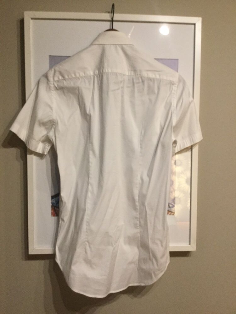 Koszula Zara Men rozmiar S 38 kolor biały z dodatkiem elastanu
