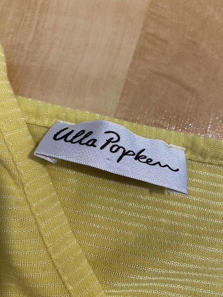 Ulla Popken 46 48  damska bluzka krótki rękaw żółta wiskoza