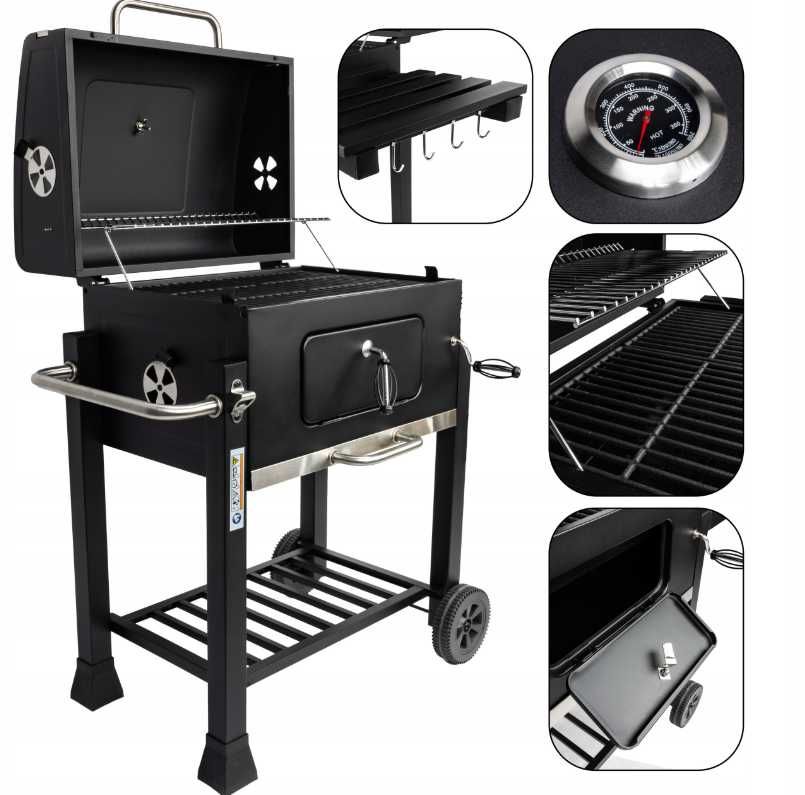 Grill węglowy, ogrodowy Rino Velio HESTIA (ruszt żeliwny)