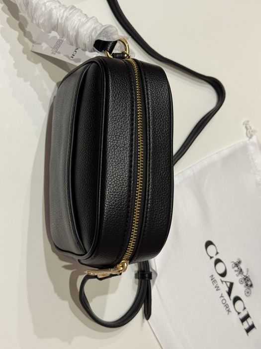 Сумка кросбоді Coach чорна шкіряна через плече crossbody сумочка mini