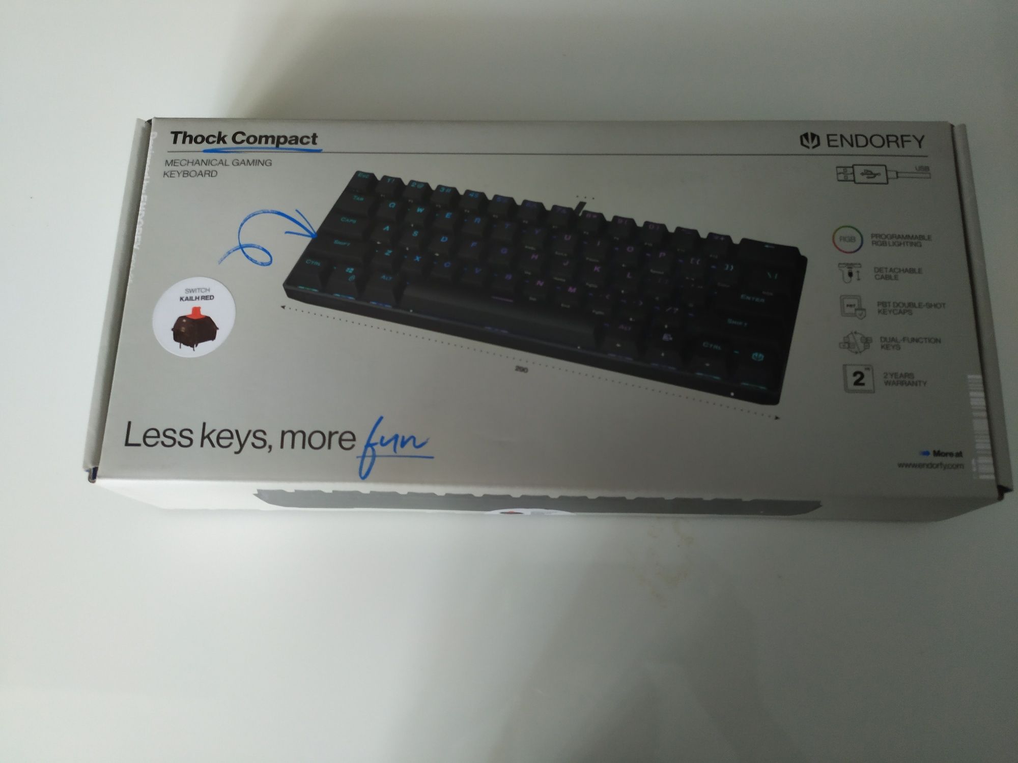 Klawiatura mechaniczna endorify thock compact z podświetleniem RGB