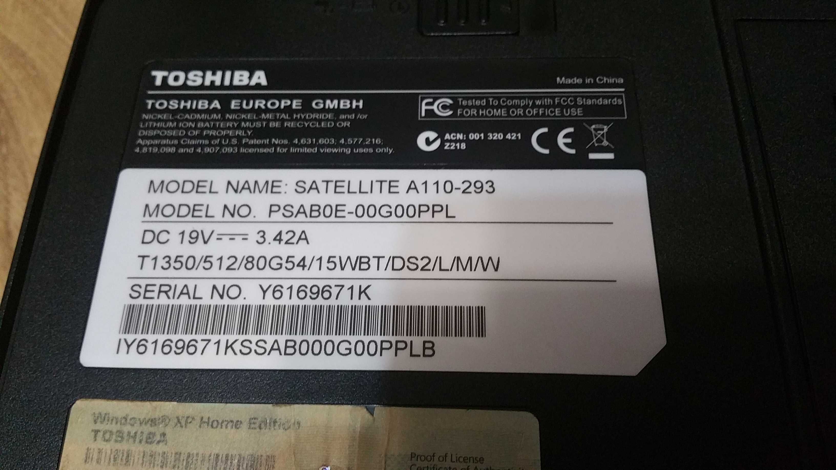 Laptop Toshiba Satellite A110