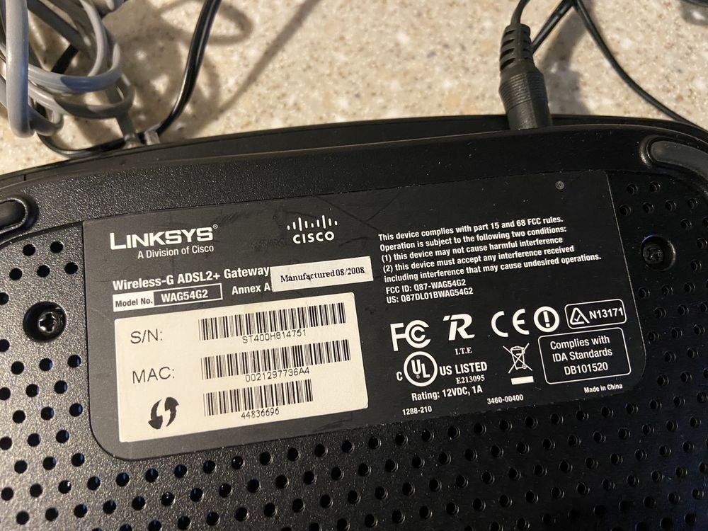 Router Linksys CISCO WAG54G2 WiFi Adsl LAN