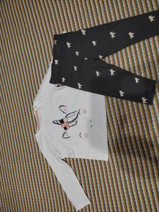 Komplet dla dziewczynki legginsy i bluzeczka na długi rękaw r.74