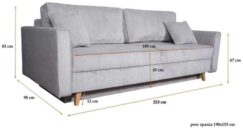 Kanapa ALIS sofa, sztruks, bonell, funkcja spania
