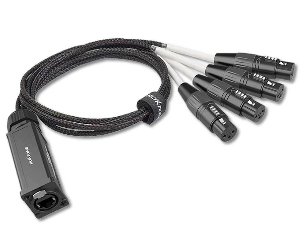 PS4F-PS4M - Splitter ETHERCON - 4xXLR 3-pin żeński-męski (czarny) kpl