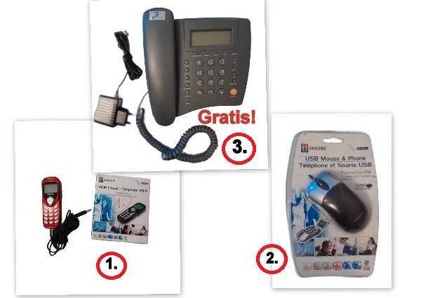 Telefon Voip - Vakoss - pakiet szt 2 + 2 - nowe. + Gratis