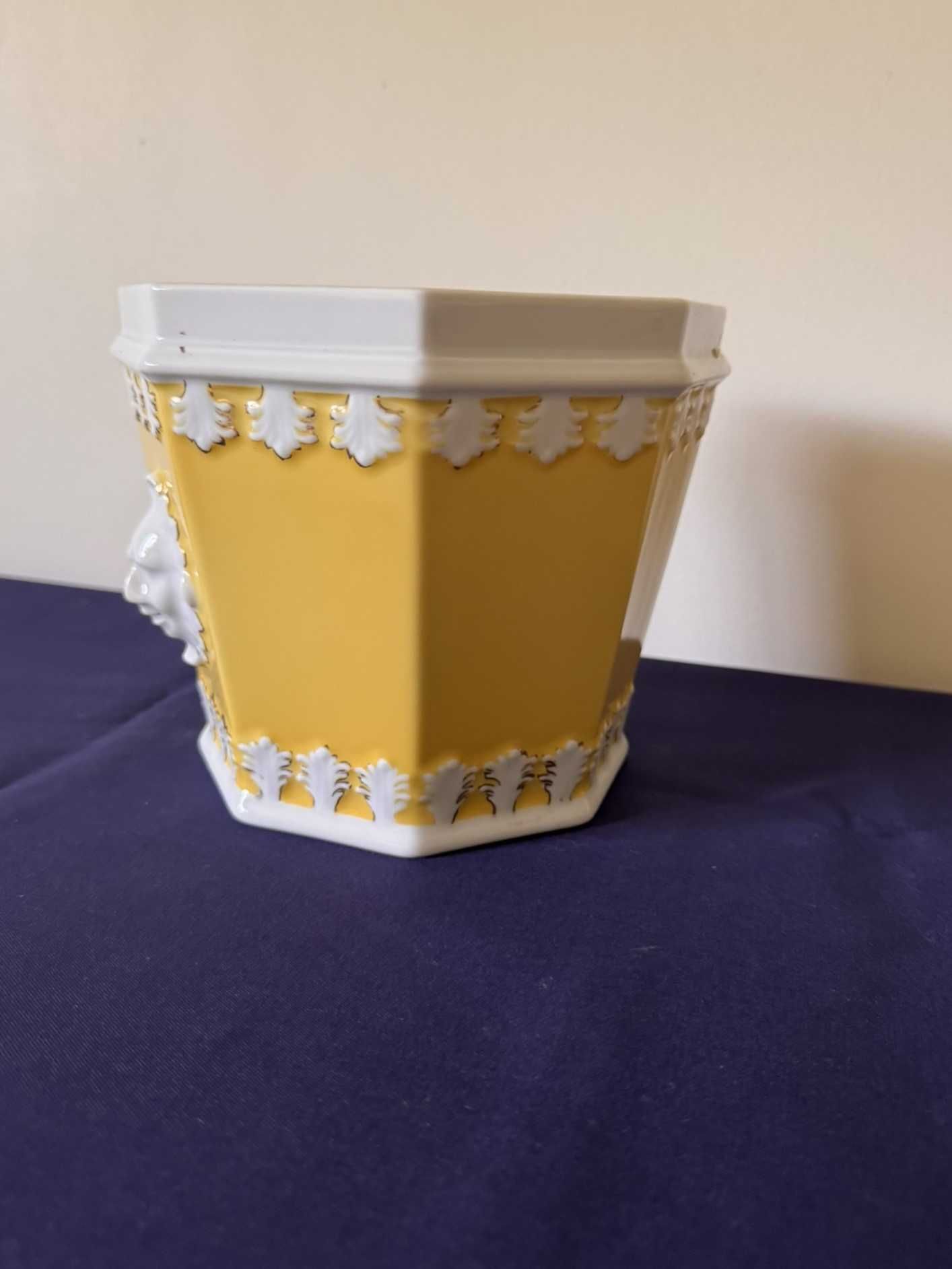 Vaso Oitavado tons Amarelo e Ouro Vista Alegre