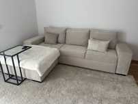 Sofá veludo bege com chaise long