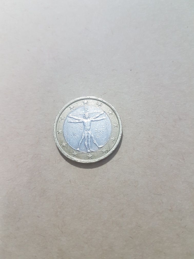 Moeda 1 euro Itália de 2002,com defeito.