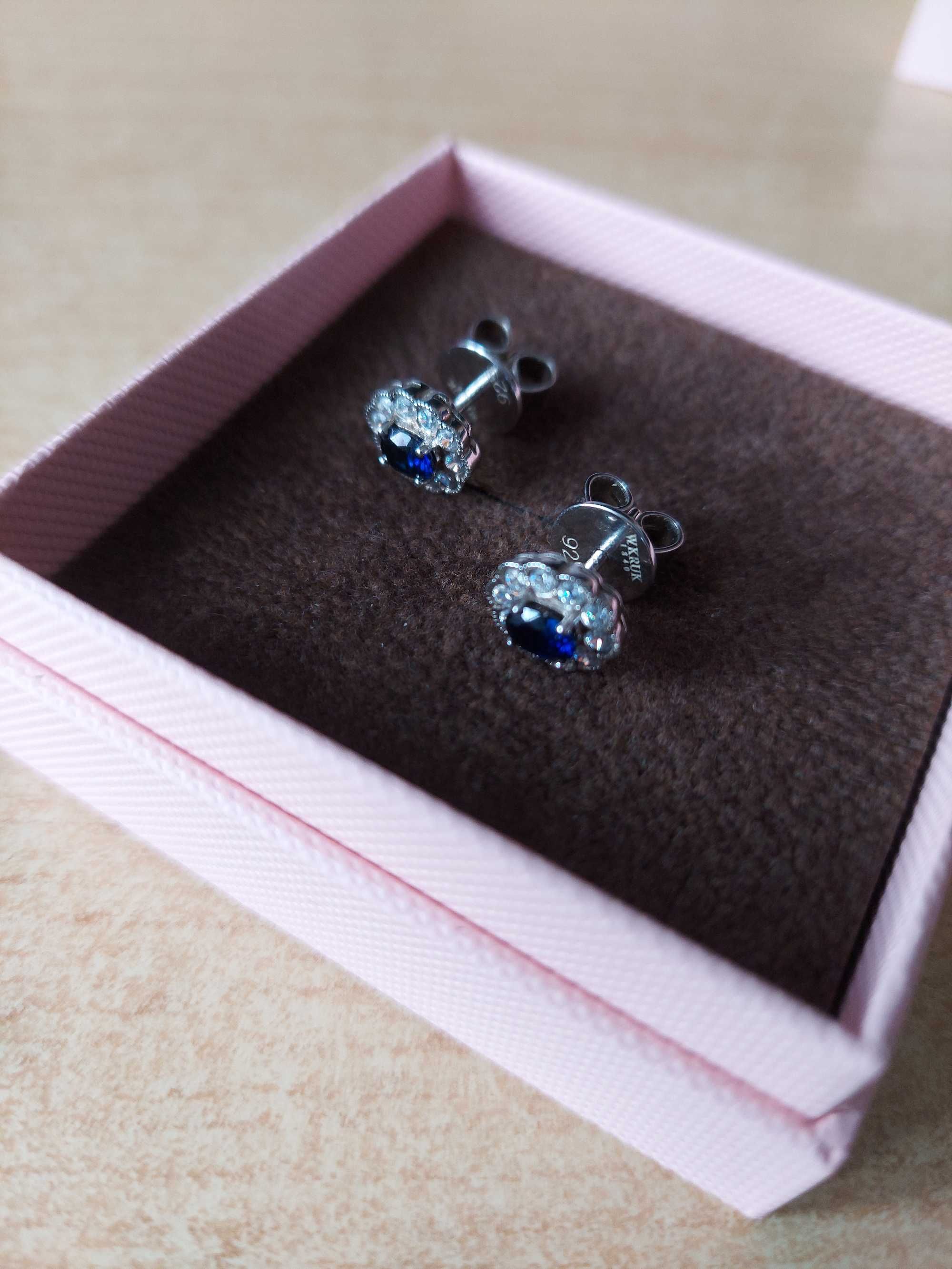 Komplet biżuterii srebrnej 925 z cyrkoniami w kolorze royal blue